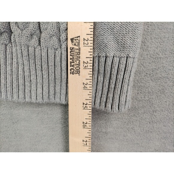 LL Bean Womens Sweater Medium Gray Long Sleeve Cable Knit Long Sleeve Cottage - Picture 5 of 9